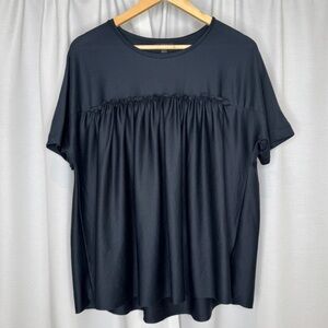 COS Navy Blue Pleated Scrunch Shirt Blouse Casual Work Career